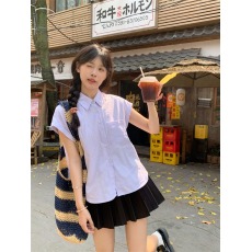 批发实拍实价<b class='q'>夏</b>季新款韩系设计感无袖条纹衬衫时尚宽松小飞袖别致上衣