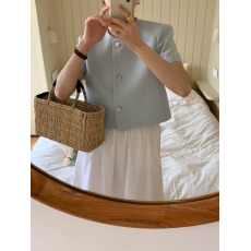批发尺寸已更新 <b class='q'>韩国</b>chic 法式圆领百搭单排扣小香风上衣外套