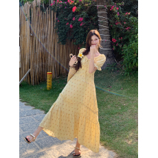 批发实拍大码女装法式田园风小清新碎花<b class='q'>甜美</b>荷叶边修身显瘦夏季连衣裙