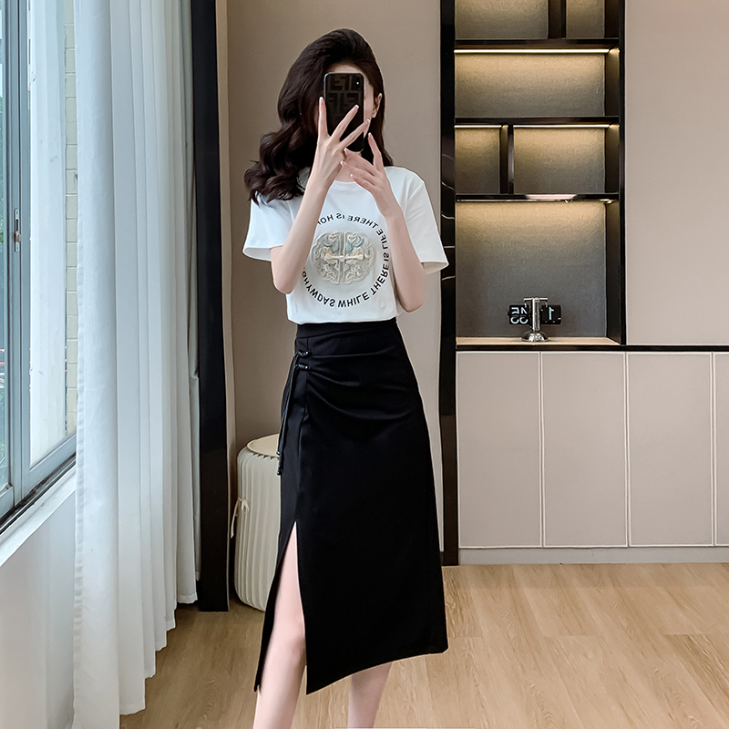 LN23447# 夏季新款新中式国风百搭显瘦时尚设计感套装裙 服裝批發女裝批發服飾貨源