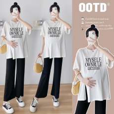 批发实拍<b class='q'>孕妇</b><b class='q'>夏装</b>短袖新款设计感休闲<b class='q'>T</b><b class='q'>恤</b>时尚宽松显瘦减龄开叉上衣