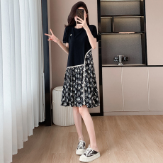 批发<b class='q'>雪纺</b>拼接<b class='q'>T</b><b class='q'>恤</b>连衣裙2026夏新宽松圆领百搭气质减龄显瘦长款a字裙