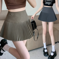 批发实拍 西装百褶裙夏季新款百搭半身裙高腰显瘦小个子防走光a字短裙