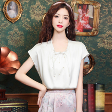 批发已出货2025夏季新款缎面<b class='q'>蝙蝠衫</b>短袖<b class='q'>雪纺</b><b class='q'>衫</b>衬衫宽松显瘦新中式盘扣