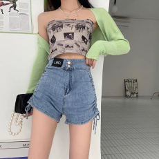 批发<b class='q'>韩国</b>外贸春夏外穿时尚设计感高腰抽绳绑带褶皱打底休闲阔腿靴裤