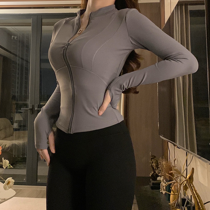 Νέο μπουφάν γιόγκα για γυναίκες το 2024, καλοκαιρινά αθλητικά ρούχα για τρέξιμο και ποδηλασία, μακρυμάνικο τοπ γυμναστικής, αντηλιακά ρούχα_voghion.com