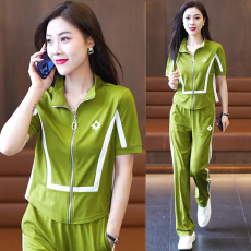 批发官图休闲<b class='q'>运动服</b>套装女夏季新款时尚<b class='q'>百搭</b>短袖外套直筒阔腿裤两件套