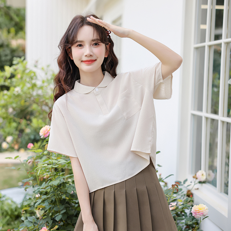 실사 2026 년 새로운 달콤함 질감 센스 도루 센스 원 바오 칼라 작은 청신 인터넷 색상 루즈핏 미니멀리즘 여성 셔츠