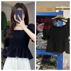 批发<b class='q'>木</b><b class='q'>木</b><b class='q'>家</b>夏沫法式气质显瘦短款小众收腰褶皱短袖衬衫