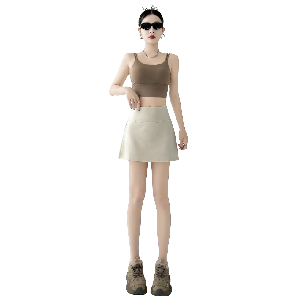 Pantalon de yoga à fente latérale pour femme en été 2024, jupe moulante anti-éblouissante et amincissante, jupe courte de sport trapèze_voghion.com