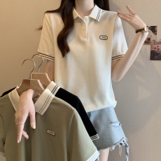 批发实拍~<b class='q'>大码</b>胖MMPOLO领短袖T恤女夏装2026夏季新款时尚学院风上衣