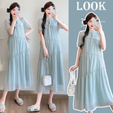 批发现货实拍仙女裙 新款<b class='q'>大码</b><b class='q'>孕妇装</b>新中式国风雪纺<b class='q'>孕妇</b><b class='q'>连衣裙</b>