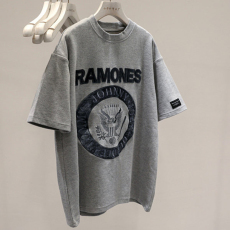 批发21支210g精梳纯棉夏季新款<b class='q'>超</b>火重工刺绣工艺宽松百搭半袖休闲上衣