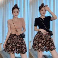 批发<b class='q'>晓</b>溪服饰春夏季新款清新纯欲极简风T恤+半身裙套装