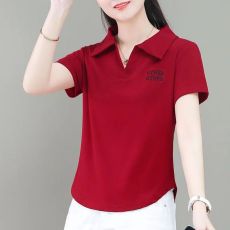 批发【95棉5氨纶】纯棉新款大码带领T恤上衣百搭显瘦装短袖Polo领T恤