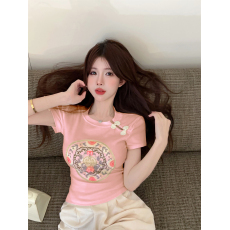 批发实拍实价 新中式镂空盘扣<b class='q'>花朵</b>刺绣短袖国风<b class='q'>T</b>女春上衣