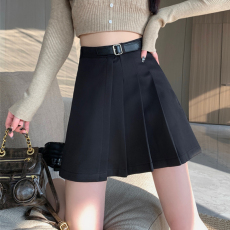 批发创峰天猫质量秋冬女装韩版百褶短裙高腰显瘦小黑裙半身裙子