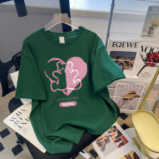 批发100%纯棉原版外贸夏装慵懒宽松字母卡通印花短袖<b class='q'>T</b><b class='q'>恤</b>韩系<b class='q'>原宿</b><b class='q'>上衣</b>