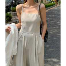 批发一字肩吊带连体<b class='q'>裤</b><b class='q'>夏季</b>慵懒风露背修身设计感高腰阔腿长<b class='q'>裤</b>女