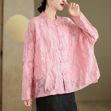 实拍现货新中式剪花工艺长袖外套防晒衫上衣女装设计款中国风衬衫