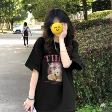 批发100%纯棉原版外贸夏装慵懒宽松字母卡通印花短袖<b class='q'>T</b><b class='q'>恤</b>韩系<b class='q'>原宿</b><b class='q'>上衣</b>