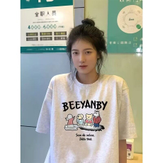 批发100%纯棉原版外贸夏装慵懒宽松字母卡通印花短袖<b class='q'>T</b><b class='q'>恤</b>韩系<b class='q'>原宿</b><b class='q'>上衣</b>