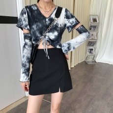 批发创峰包臀半裙女小个子开叉一步裙<b class='q'>夏季</b>新款黑色a字毛呢半身裙