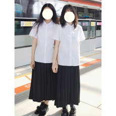 批发创峰酷丝棉基础款日系jk制服校服套装中学生白衬衫女学生短袖高中
