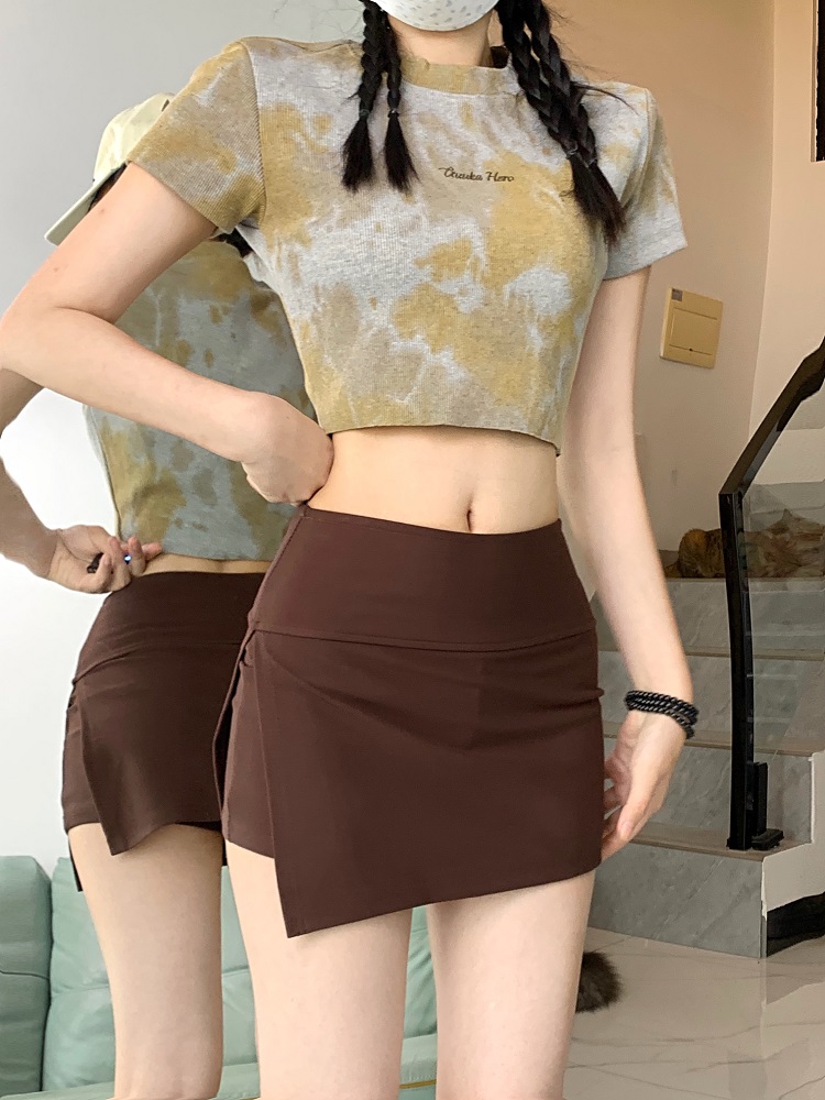 Actual price, real shot, side slit skirt, women's anti-exposure culottes skirt, high waist slimming A-line skirt