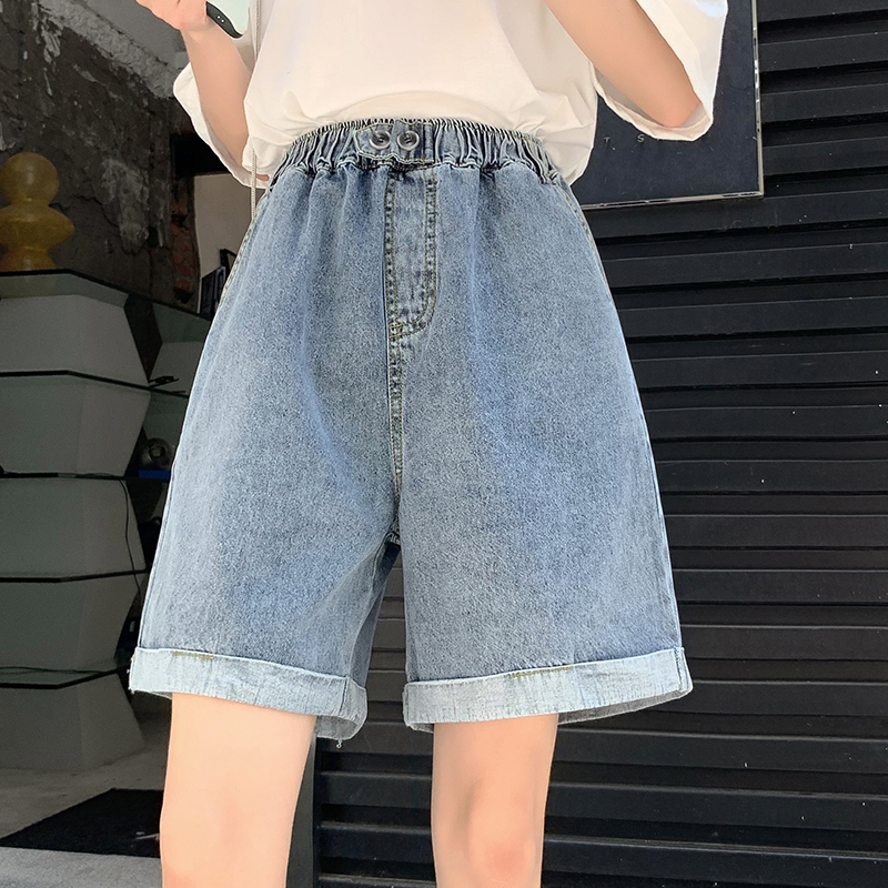 실사 학원 스타일 루즈핏 오부 바지 몸매 가꾸기 하이 웨이스트 청바지 와이드 팬츠 워시 물 볼륨 측면 청바지 여성