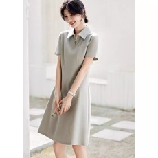 批发XWI/欣未<b class='q'>休闲</b>简约<b class='q'>连衣裙</b>女夏季立体拼接插肩袖设计修身显瘦Polo裙