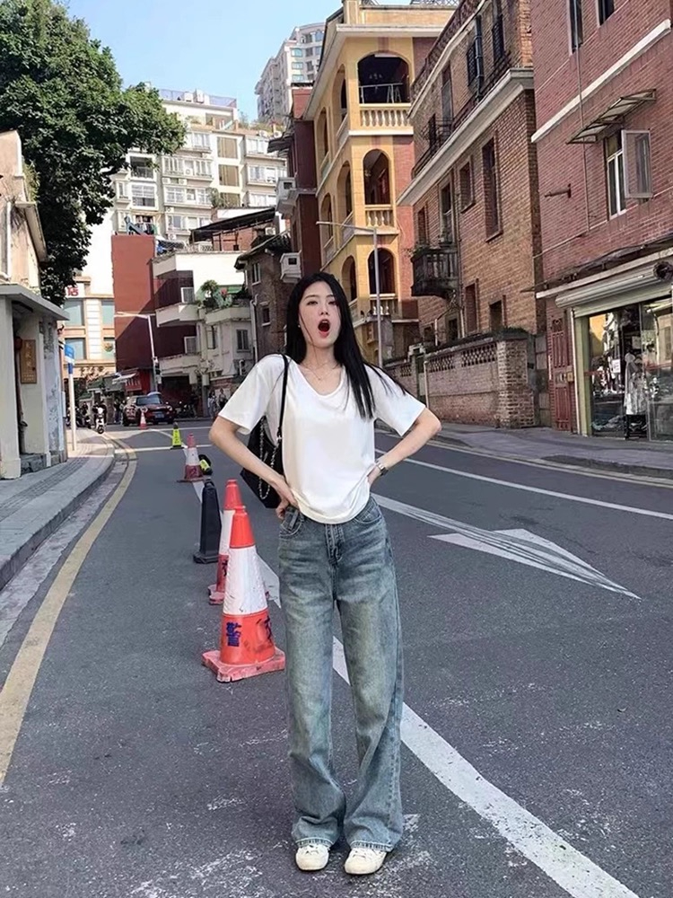 Korean style hot girl slimming short-sleeved top