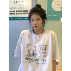 批发100%纯棉原版外贸夏装慵懒宽松字母卡通印花短袖<b class='q'>T</b><b class='q'>恤</b>韩系<b class='q'>原宿</b><b class='q'>上衣</b>