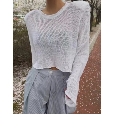 批发韩国ins  简约微透设计慵懒风短款针织罩衫