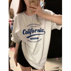 批发100%纯棉原版外贸夏装慵懒宽松字母卡通印花短袖<b class='q'>T</b><b class='q'>恤</b>韩系<b class='q'>原宿</b><b class='q'>上衣</b>