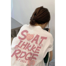 批发100%纯棉原版外贸夏装慵懒宽松字母卡通印花短袖<b class='q'>T</b><b class='q'>恤</b>韩系<b class='q'>原宿</b><b class='q'>上衣</b>