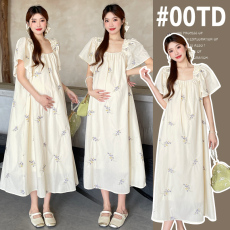 批发实拍现~ 孕妇夏季新款 <b class='q'>棉布</b>刺绣<b class='q'>连衣裙</b>中长款孕妇装