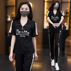 批发休闲套装女夏季2025新款时尚洋气减龄拼色百搭卫衣两件套