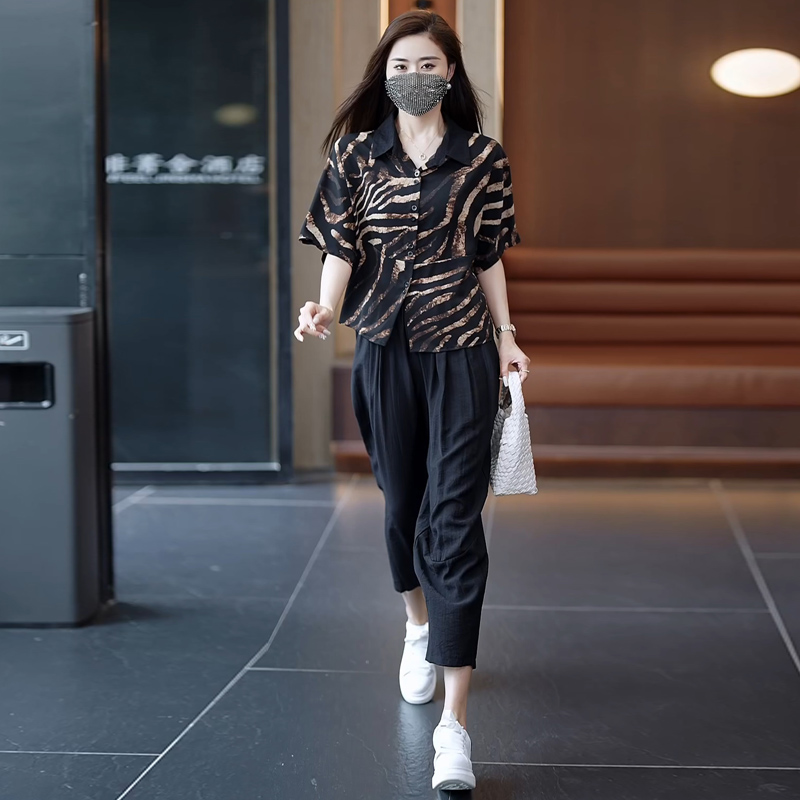 MY7947# 时尚套装女士夏装新款时髦宽松洋气上衣哈伦裤两件套女裝貨源服...