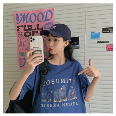 批发100%纯棉原版外贸夏装慵懒宽松字母卡通印花短袖<b class='q'>T</b><b class='q'>恤</b>韩系<b class='q'>原宿</b><b class='q'>上衣</b>