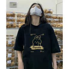 批发100%纯棉原版外贸夏装慵懒宽松字母卡通印花短袖<b class='q'>T</b><b class='q'>恤</b>韩系<b class='q'>原宿</b><b class='q'>上衣</b>