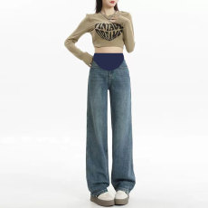 批发3XL九分长裤<b class='q'>孕妇</b><b class='q'>牛仔裤</b>春秋外穿大码宽松直筒<b class='q'>打底裤</b><b class='q'>孕妇</b><b class='q'>春装</b>阔裤