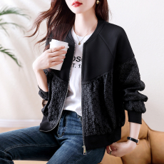 批发黑色棒球服女2026春秋新款小个子气质外套休闲大码卫衣开<b class='q'>衫</b>