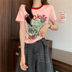 批发特价大码印花艺术绘画圆领t恤<b class='q'>夏季</b>短袖正肩遮肉百搭上衣