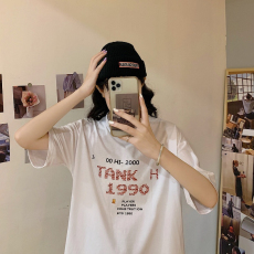 批发100%纯棉原版外贸夏装慵懒宽松字母卡通印花短袖<b class='q'>T</b><b class='q'>恤</b>韩系<b class='q'>原宿</b><b class='q'>上衣</b>
