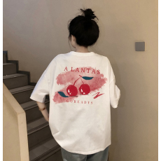 批发100%纯棉原版外贸夏装慵懒宽松字母卡通印花短袖<b class='q'>T</b><b class='q'>恤</b>韩系<b class='q'>原宿</b><b class='q'>上衣</b>