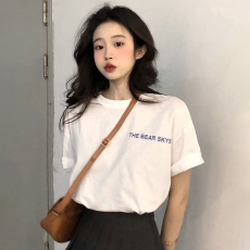 批发100%纯棉原版<b class='q'>外贸</b>夏装慵懒宽松字母卡通印花短袖T恤韩系原宿上衣