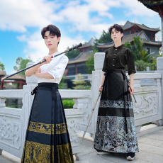 批发原创幻彩织金马面裙提花短袖套装中国风汉<b class='q'>服</b><b class='q'>学生</b><b class='q'>班</b><b class='q'>服</b>成人团<b class='q'>服</b>