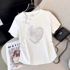 批发新中式国风爱心烫钻盘扣短袖<b class='q'>t</b><b class='q'>恤</b>2026夏季新款女装上衣修身显瘦<b class='q'>T</b><b class='q'>恤</b>