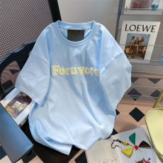 批发21支210g精梳纯棉夏季美式街头潮牌刺绣短袖t恤男女<b class='q'>情侣</b><b class='q'>港风</b>上衣